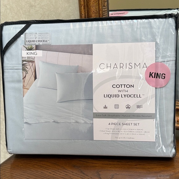Charisma King 4 piece Sheet Set - Soft Blue - Picture 6 of 12
